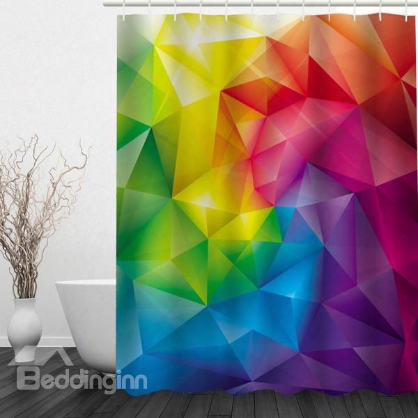 3d Colorful Geometric Figures Printed Bathroom Shower Curtain