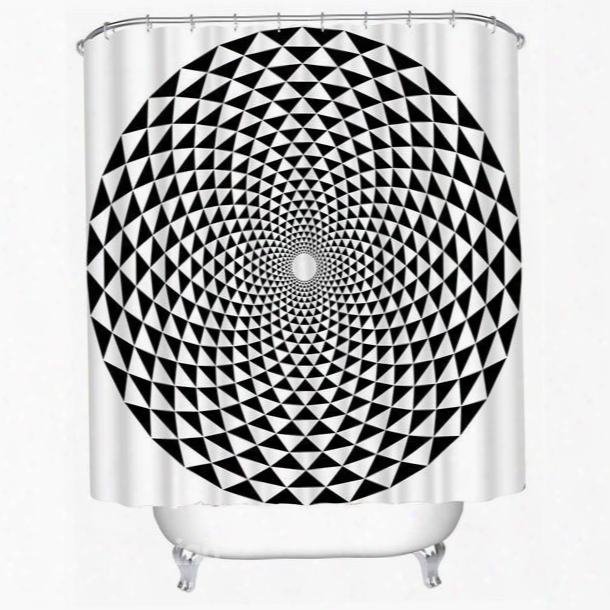 3d Dimensional Fgiures Printed Black And White Polyester Bathroom Shower Curtain