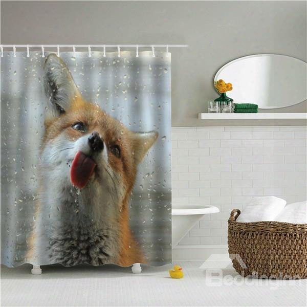 3d Little Dog Printed Polyester Gray Bathroom Shower Curtain