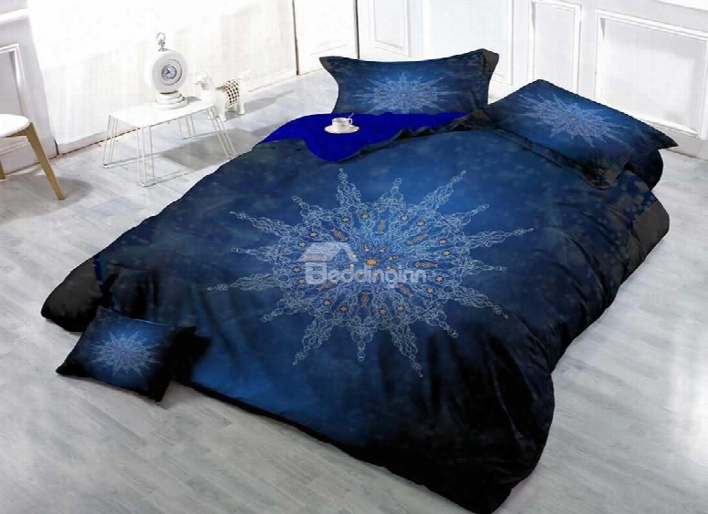 3d Medallionprinted Cotton 4-piece Bedding Sets/duvet Covers