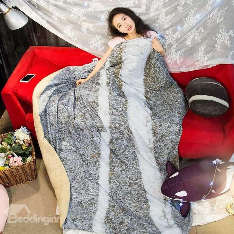 3d Realistic Stone Design Soft Polyester Quilt