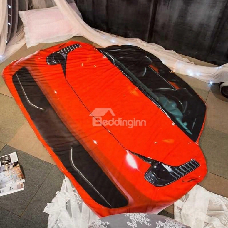 3d Red Running Car Design Skincare Polyester Quilt