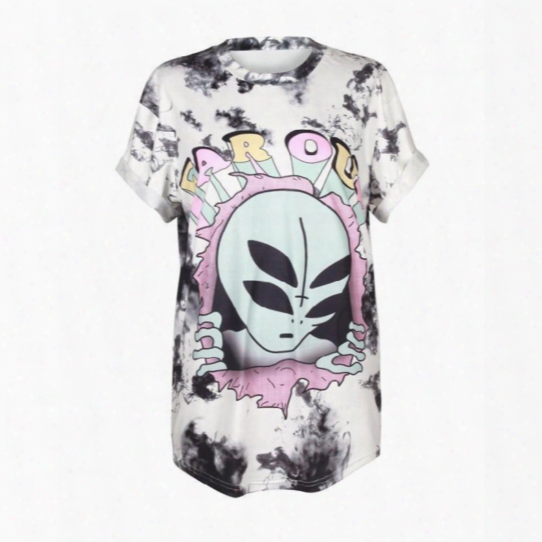 Alien Printed Gradient Colored White 3d T-shirts
