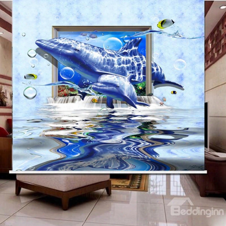 Amazing Dolphin Swimming 3d Printed Roller Shades