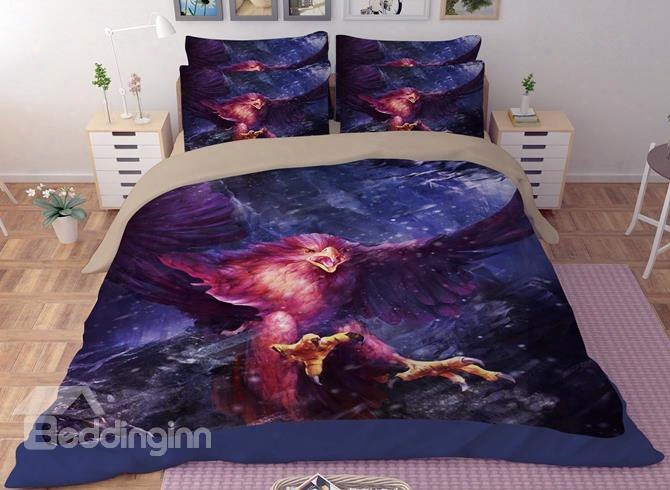 Amazing Flying Eage Print 4-piece Polyester Duvet Cov Er Sets