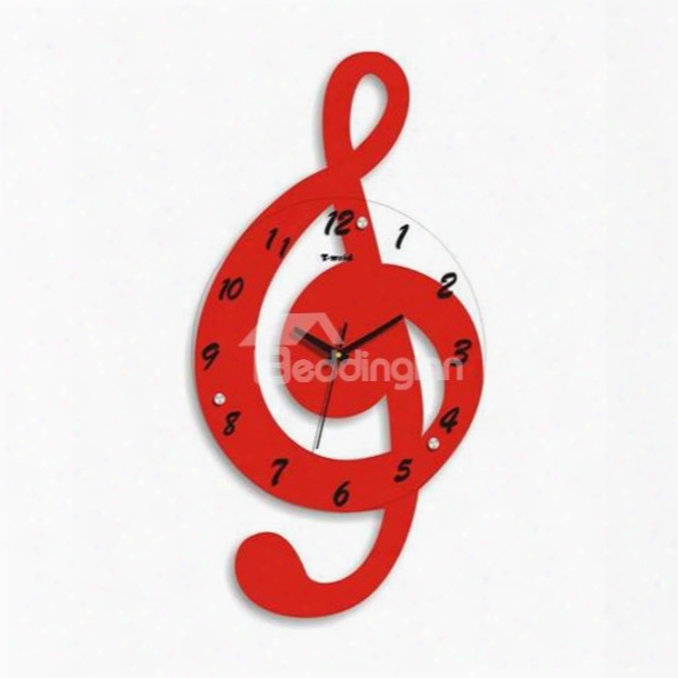 Amusing Fashion Music Note Shape Design Mute Battery Wall Clock