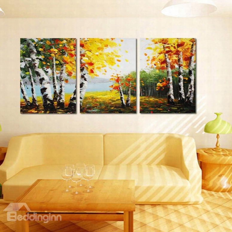 Autumn Riverside Scenery Pattern Design Framed Wall Art Prnts