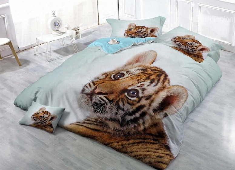 Baby Tiger 3d Printed Cotton 4-piece Bedding Sets/duvet Covers