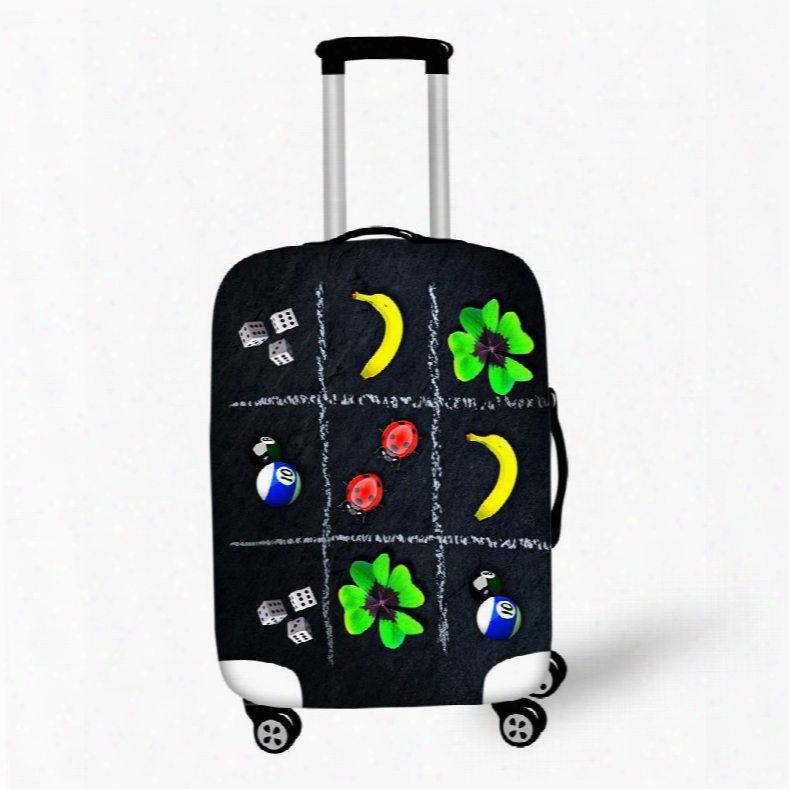 Banana Ladybug Dice Clover Billiards Pattern Washable Spandex 3d Luggage Cover