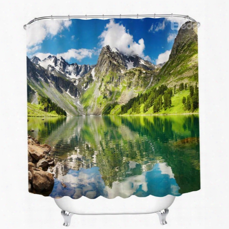 Beautiful Lakes And Mountains 3d Printed Bathroom Waterproof Shower Curtain