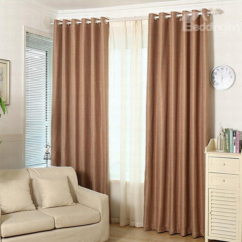 Blackout Solid Coffee Polyester And Lined Blend Grommet Top Curtain