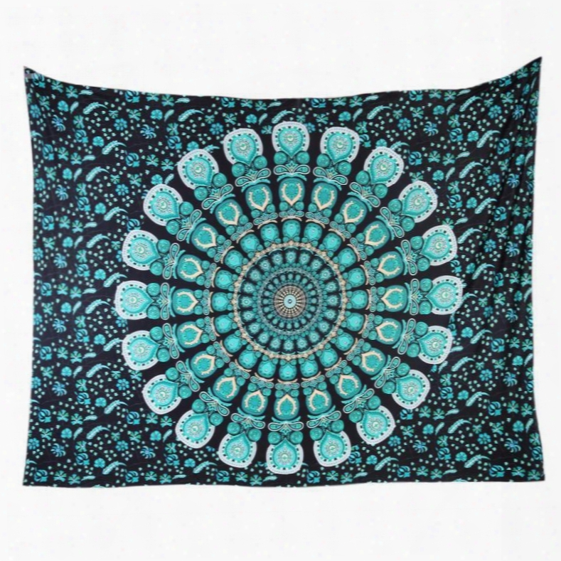 Blue Gradient Color Mandala Pattern Ethnic Style Wall Tapestries