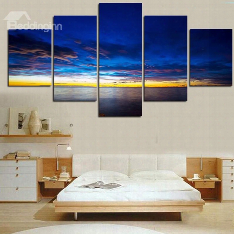 Blue Sky Above The Sea Level 5-piece Canvass Non-framed Wall Prints