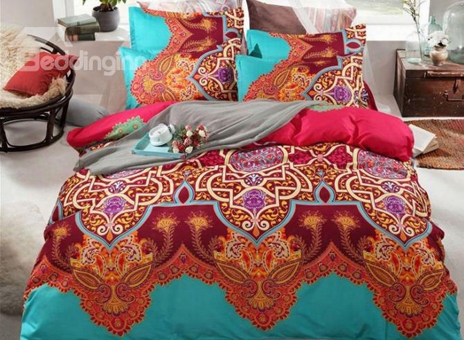 Bohemian Style Contrast Color Polyester 4-piece Bedding Sets