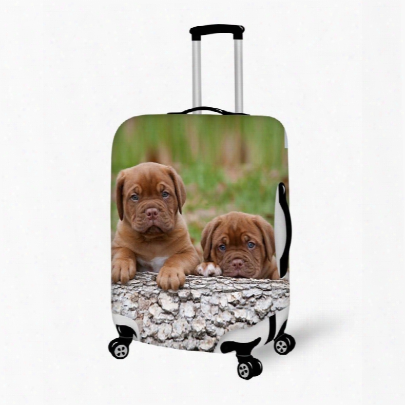 Bright Pupp Yand Wood Pattern 3d Painted Luggage Cover
