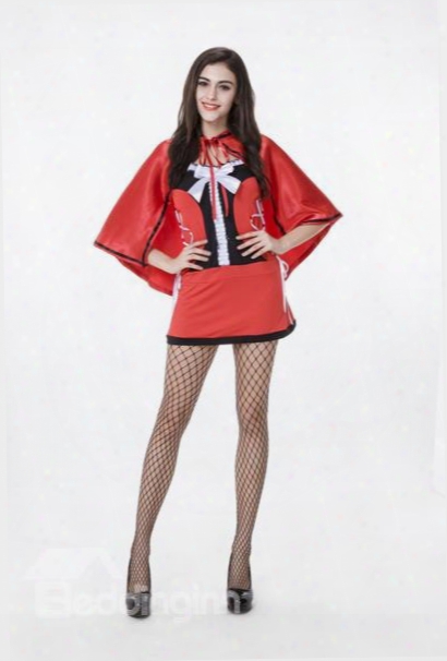 Bright Red Color With Sexy Cloak And Lace Cosplay Costumes