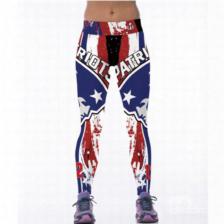 Captain America Style Blue Women's 3d Leggings