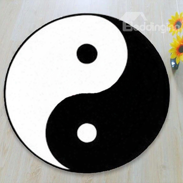 Characteristic Black And White Chinese Yinyang Pattern Rug