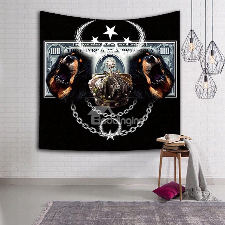 Chic Two Dogs And Crown Pattern Modern Style Hanging Wall Tapestries