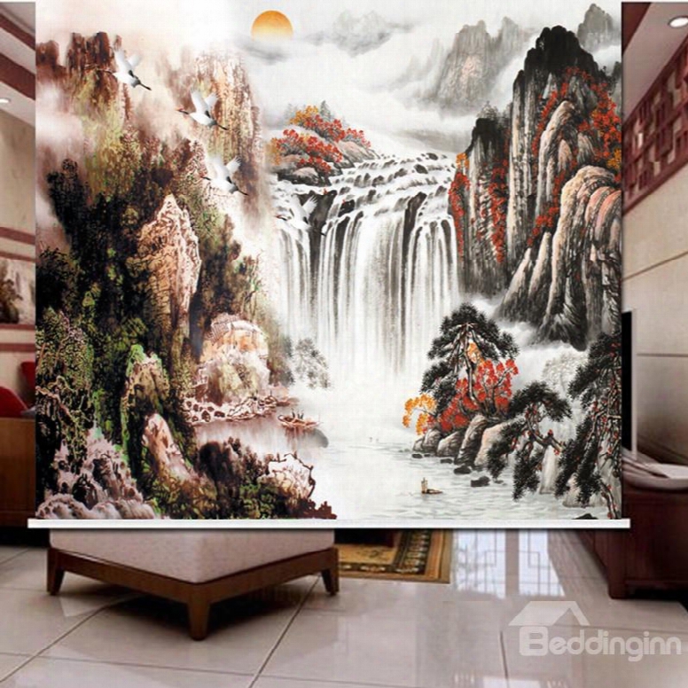Chinese Painting Landscape Scenery 3d Printed Roller Shades