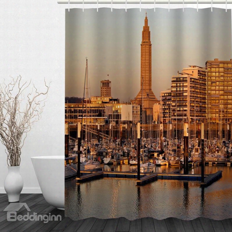 City Terminal Scenery 3d Printed Bathroom Waterproof Shower Curtain