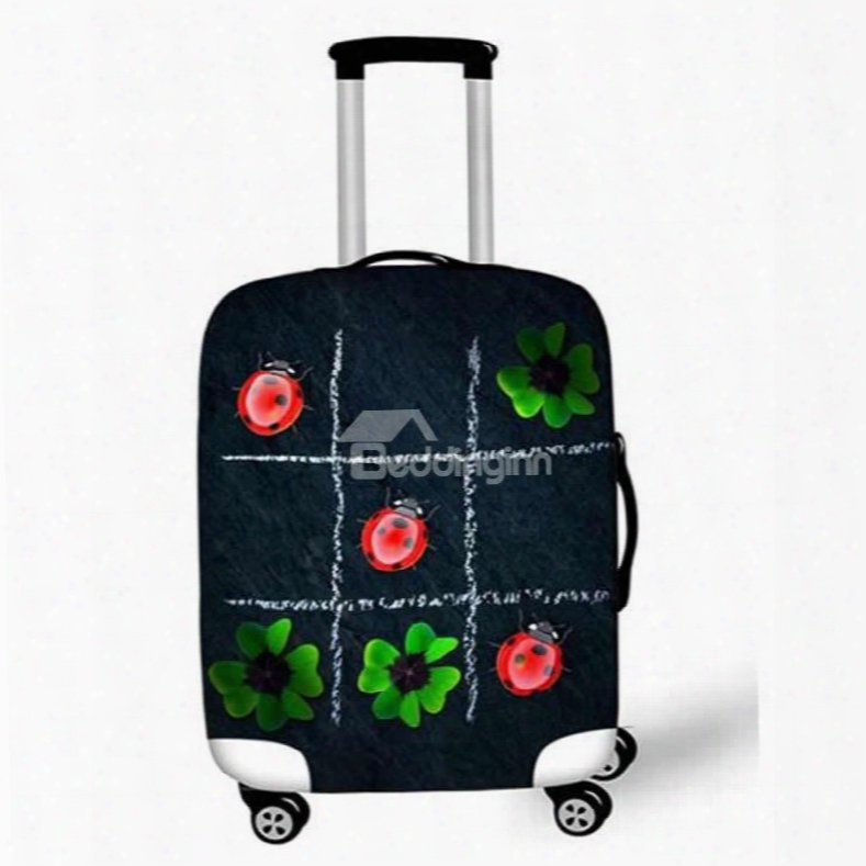 Clover Ladybug Pattern Washable Fit 18-30 Inch 3d Printed Suitcase Luggage Protector Covers