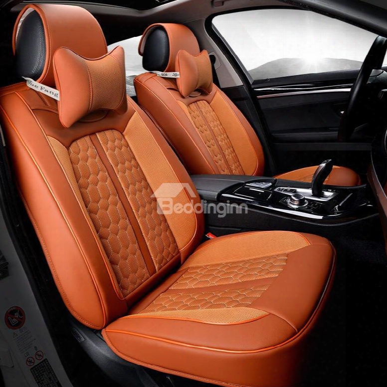 Color Brilliancy Showy Polka Dot Genuine Leather Universal Car Seat Cover