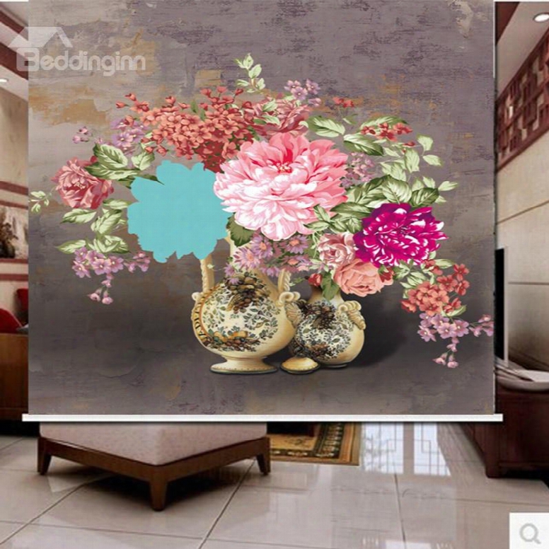 Colored Peony In The Vase 3d Printed Roller Shades