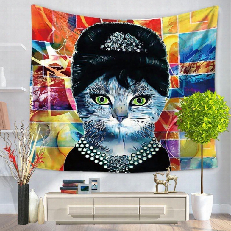 Cool Animal Star Cat Prints Modern Style Hanging Wall Tapestries