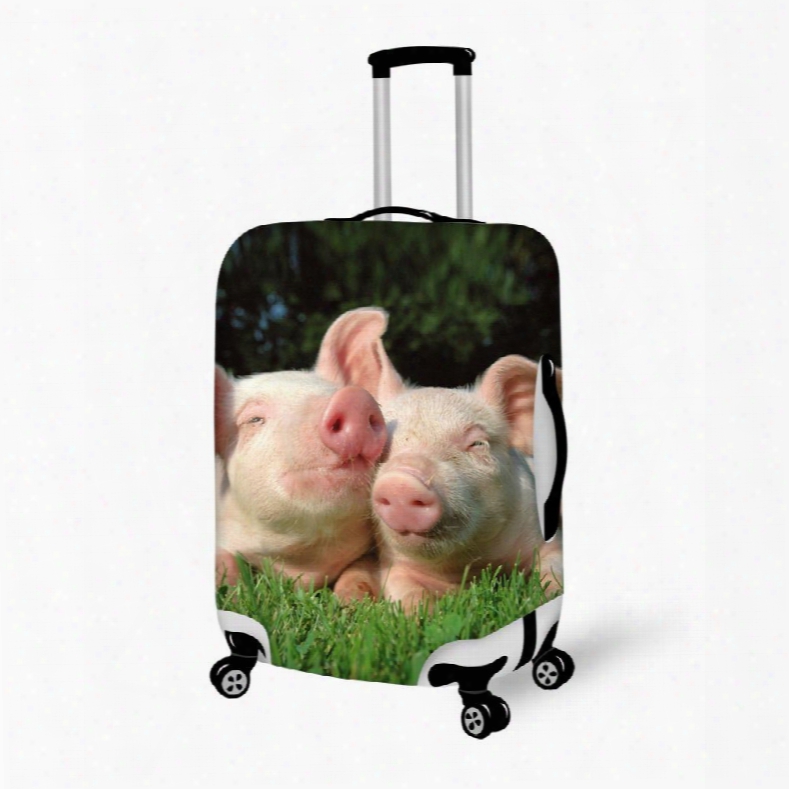 Couple Pig On Grass Pattern 3d Painted Luggage Cover