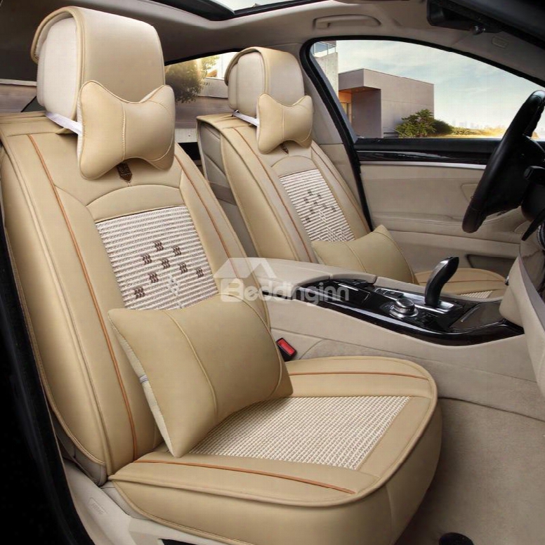 Delicate Colors Modern Pure Ice Silk And Rayon Universal Car Seat Cover