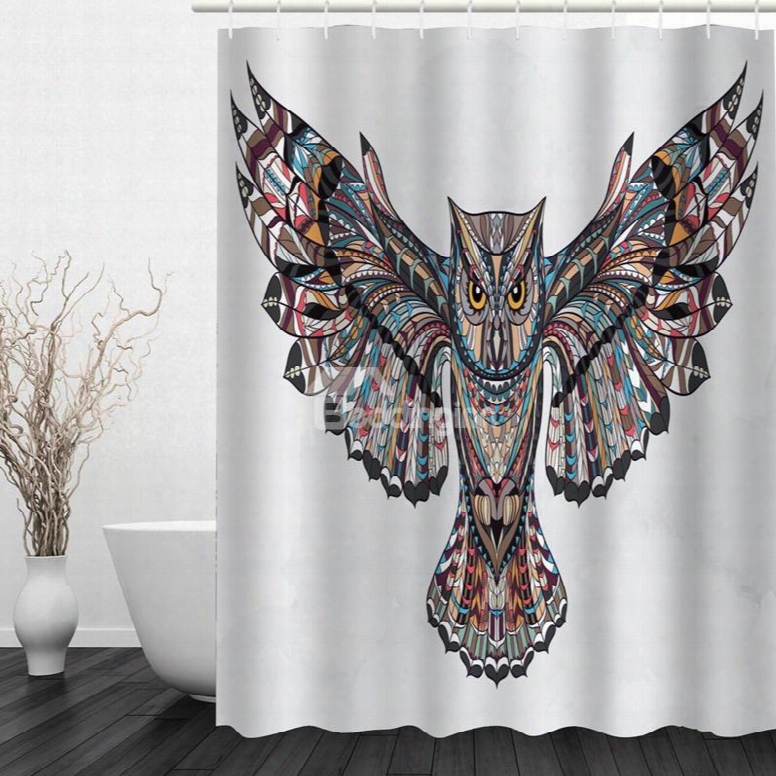 Designer Owl Spread Wings 3d Printed Bathroom Waterproof Shower Curtain