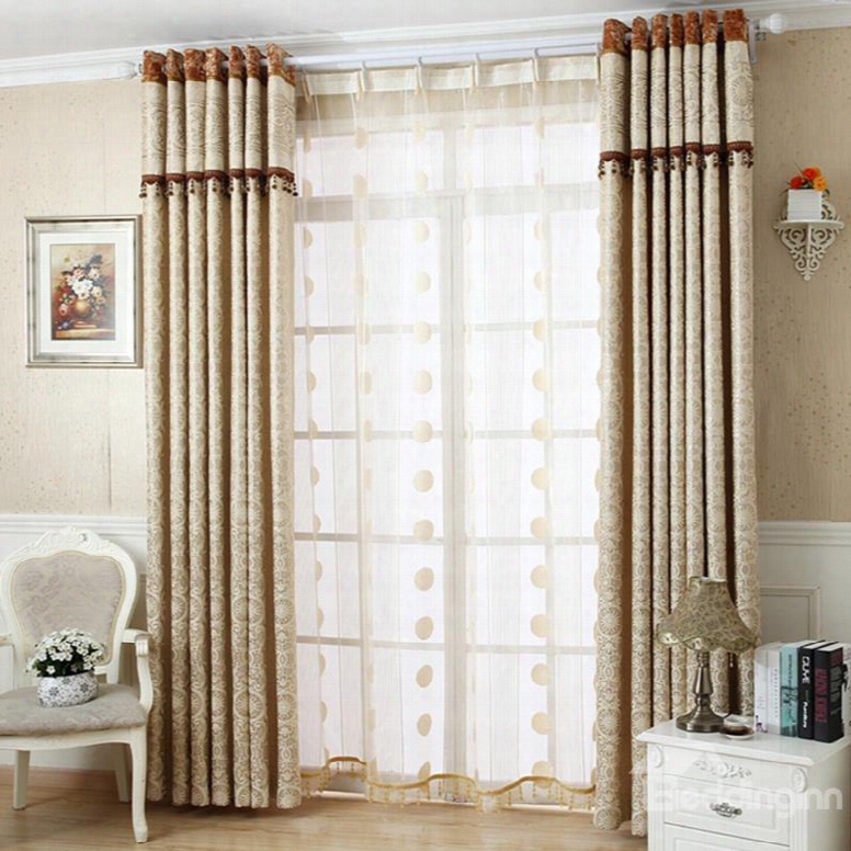 European Style Contemporary Beige Custom Sheer Curtain