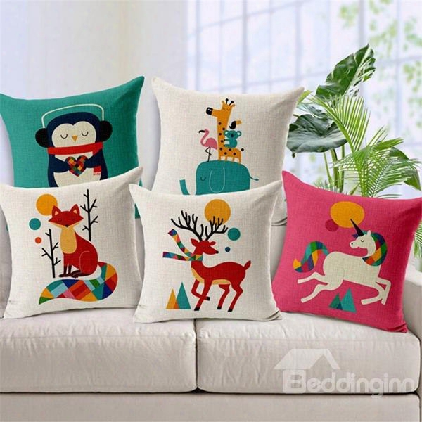 Faddish Lovely Cartoon Animal Print Throw Pillow Case