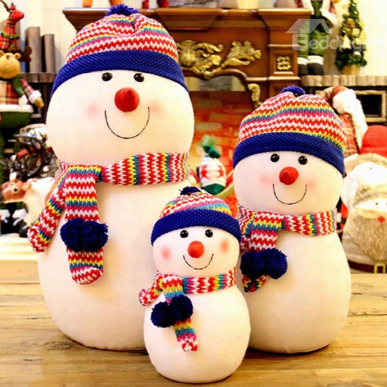 Family Snowman Toy Blue Red Desktop Decoration Christmas Gift