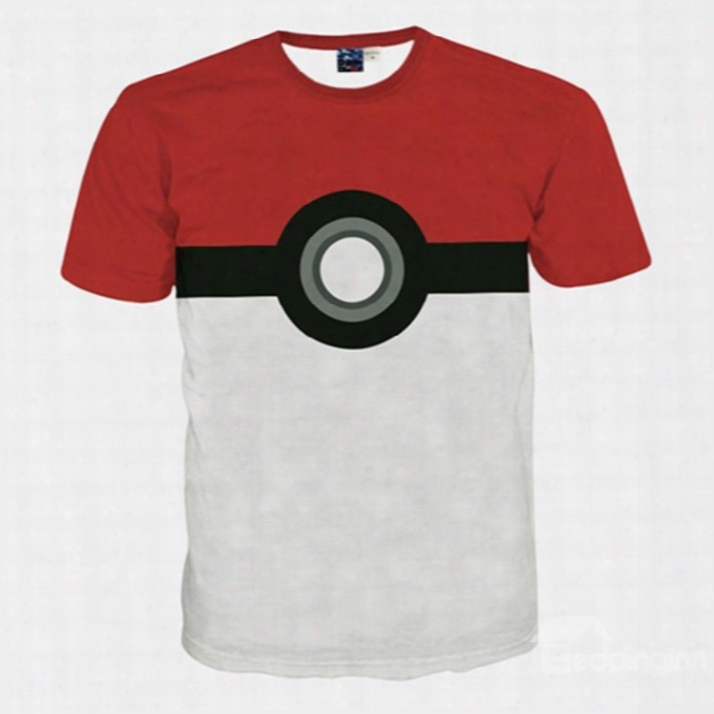 Fashion Round Neck Poke Ball Pattern 3d Painted T-shirt