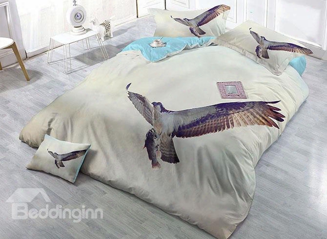 Freely Flying Eagle Digital Printing 4-piece Satin Drill Duvet Cover Sets