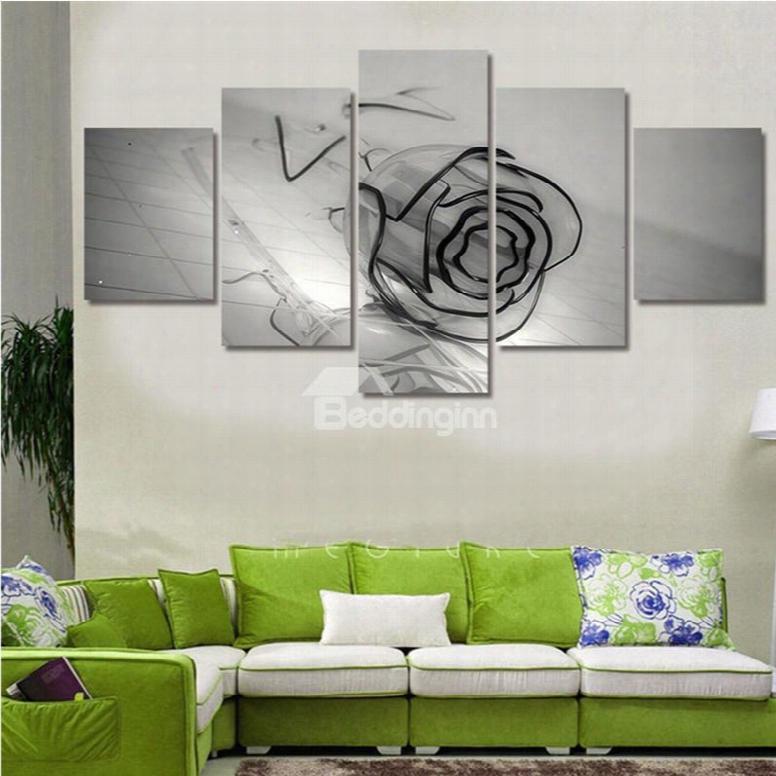 Glass Rose On The Floor Hanging 5-piece Canvas Non-framed Wall Prints