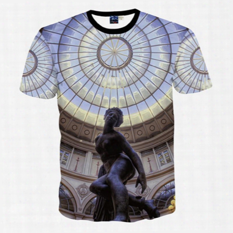 Graceful Round Neck Statue Pattern 3d Painted T-shirt