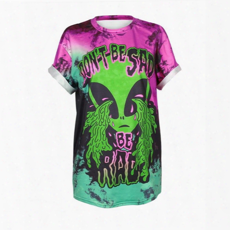 Green Alien Printed Gradient Colored 3d T-shirts