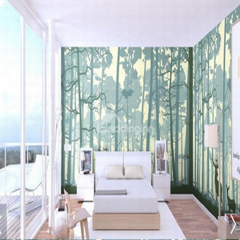 Green Forest Durable Waterproof And Eco-friendly 3d Wall Mural