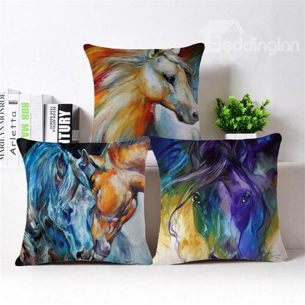 Handsome Horse Reactive Print Throw Pillow Case