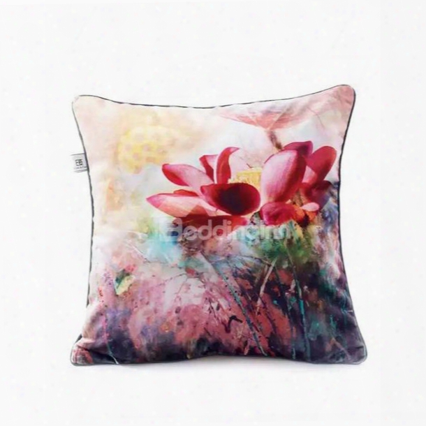 High-colored Blooming Flower Paint Throw Pillow Case