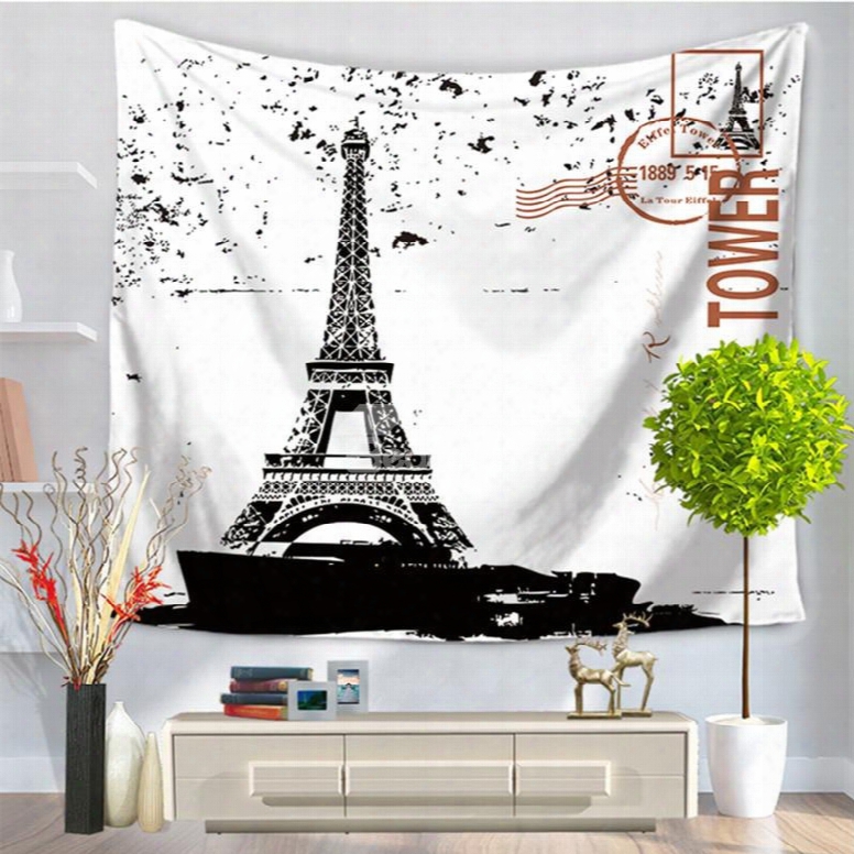 High Eiffel Tower White Modern Style Hanging Wall Tapestries