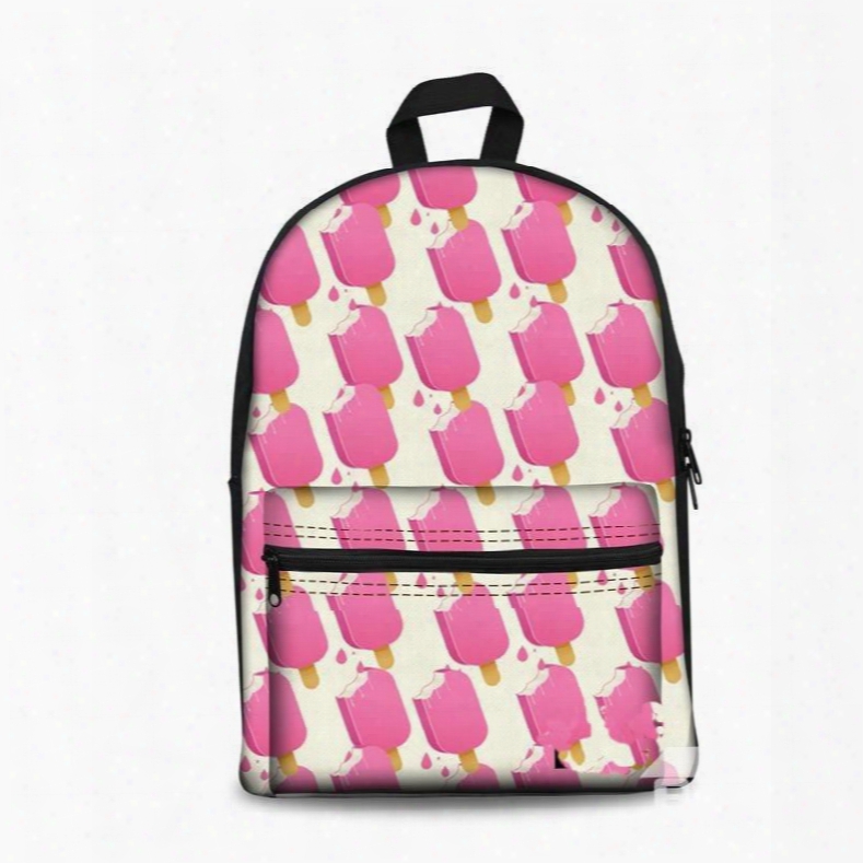 Ice Cream Summer Breathable Waterproof Outdoor Pink Hiking 3d Printed Backpack