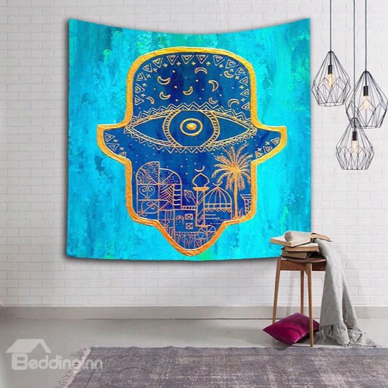 Indonesia Style Hat Trick Pattern Blue Hanging Wall Tapestries