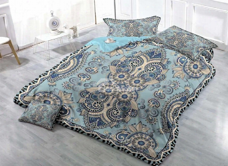 Jacq Uard Pattern Print Cotton 4-piece Bedding Sets/duvet Covers