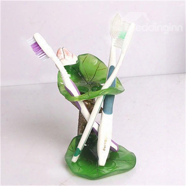 Lotus Leaves Shape Resin Green Toothbrush Holder