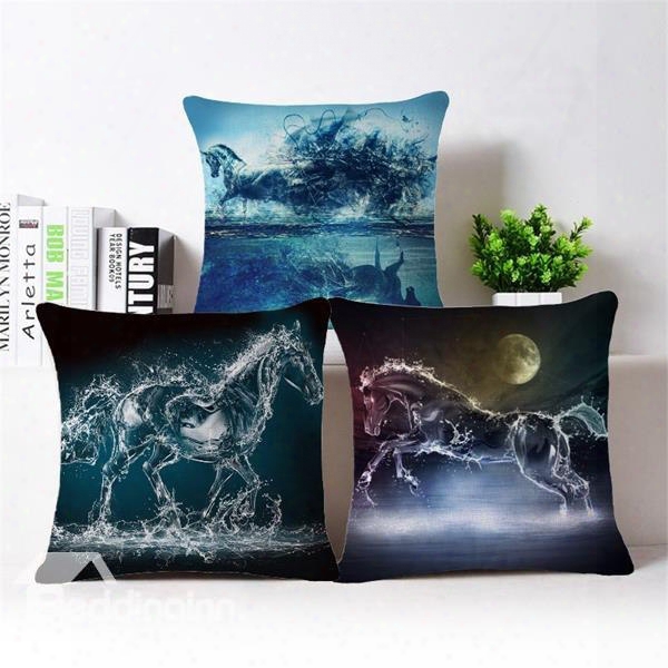 Magnificent 3d Horse Print Throw Pillow Case