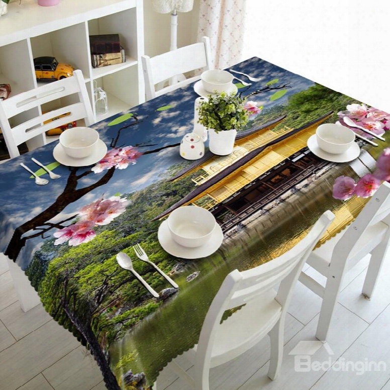 Modern Design Natural Lake Scenery Prints Dining Room Decoration 3d Tablecloth